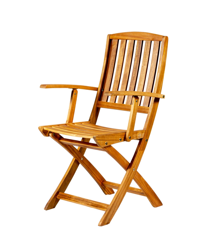 SEDIA DA ESTERNO PIEGHEVOLE CON BRACCIOLI  EUROGARDEN "NAVIS" IN LEGNO DI ACACIA 56X53,5X96 CM